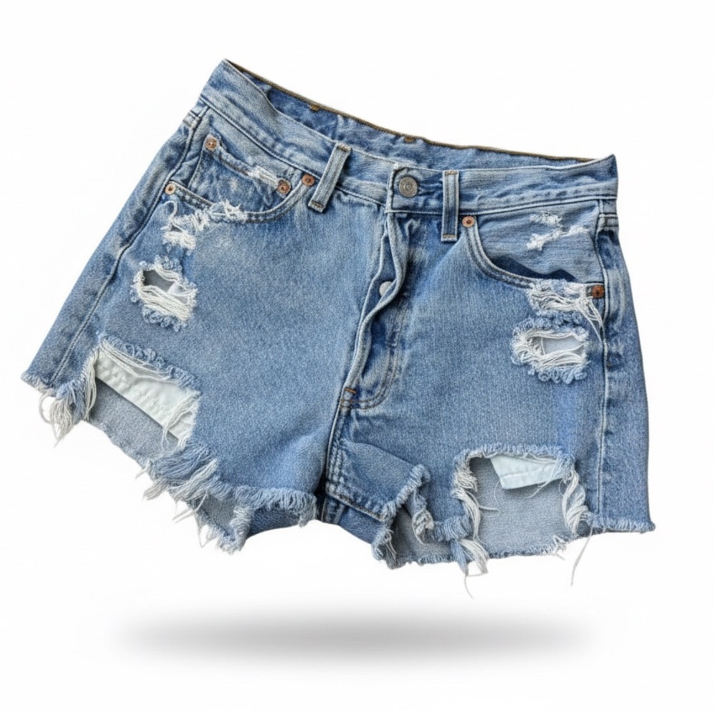 Levi's Light Blue Distressed Jean Shorts